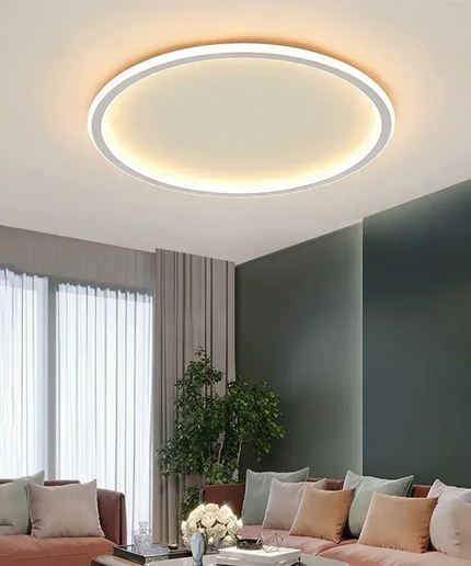 Lampa sufitowa skandynawska | Okrągła LED lampa z metalu i szkła