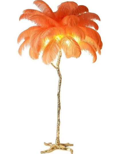 Lampa stojąca z piór | Styl nordycki glamour