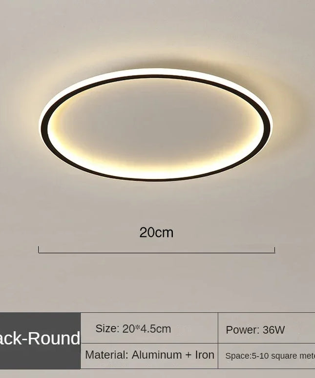 Lampa sufitowa skandynawska | Okrągła LED lampa z metalu i szkła