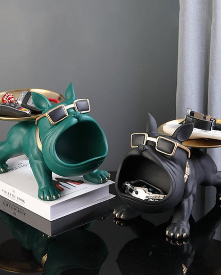 Figurka Bulldog z Półką | Dekofigur z Żywicy