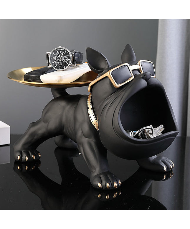 Figurka Bulldog z Półką | Dekofigur z Żywicy