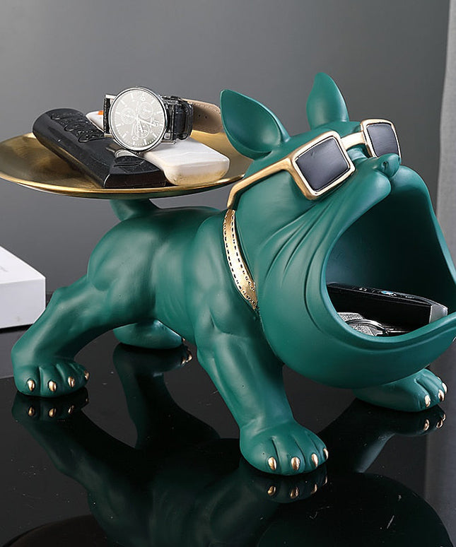 Figurka Bulldog z Półką | Dekofigur z Żywicy
