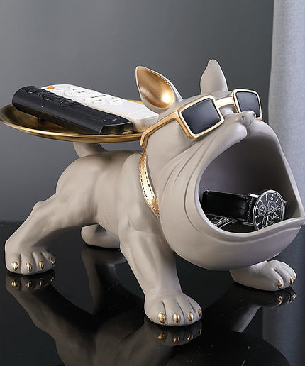 Figurka Bulldog z Półką | Dekofigur z Żywicy