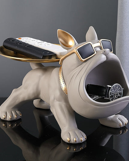 Figurka Bulldog z Półką | Dekofigur z Żywicy